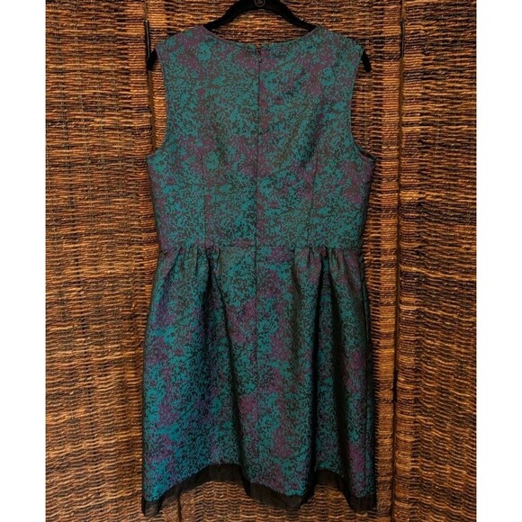 Ivy And Blu Maggy Boutique Silk Brocade Fit & Flare Dress Sheer Panels Wedding - Picture 2 of 9